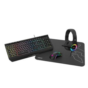 KROM Combo Gaming Teclado + Alfombrilla + Ratón y Auriculares KENYA 4 en 1