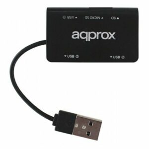 approx APPHT8B Hub 3 usb 2.0+Lec.SD/MicroSD Negro