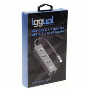 iggual Hub tipo C x 3 puertos USB 3.1+RJ45 Gigabit