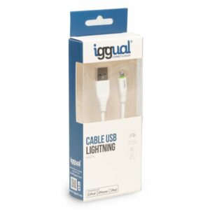 iggual cable USB-A/Lightning 100 cm blanco,cable USB-A