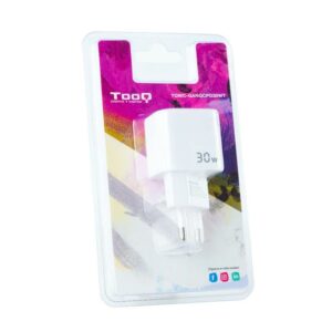 TOOQ Cargador pared GAN USB-C/USB-A 30W,TQWC-PD20WT,8433281012561,Cargador de Pared,TooQ,1xUSB,Tipo-C