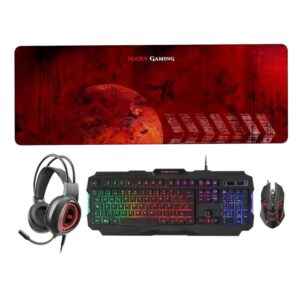 Pack Gaming Mars Gaming MCPRGB2 Teclado RGB + Ratón Óptico + Alfombrilla XXL + Auriculares