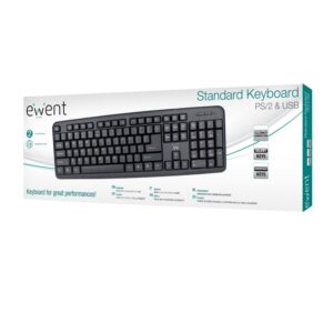 Ewent EW3256 Teclado Slim USB-PS2 EW3109 Negro,Teclado Slim,EW3256,8716065242096