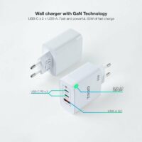 Cargador de Pared TooQ TQWC-GANQC2PD65WT/ 2xUSB Tipo-C/ 1xUSB/ 65W