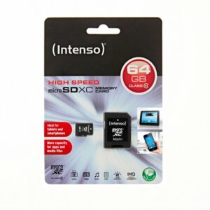 Tarjeta de Memoria Intenso 3413490 Micro SD clase 10 64GB c/adapt,Intenso 3413490,3413490,Tarjeta de Memoria Intenso,64GB,clase 10,Micro SD