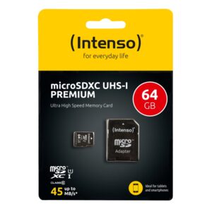 Tarjeta de Memoria Intenso 3423490 Micro SD UHS-I Premium 64GB c/adap,Intenso 3423490,3423490,Micro SD UHS-I Premium 64,Premium 64,4034303019861