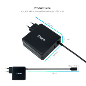 Tooq Cargador portátil conector USB-C 90W,Tooq Cargador portátil,90W