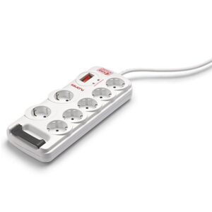 Regleta con interruptor Salicru SAFE 7/ 7 Tomas de corriente Cable 1.8m Blanca