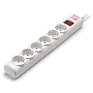 Regleta con interruptor Salicru SAFE 6 6 Tomas de corriente Cable 1.5m Blanca