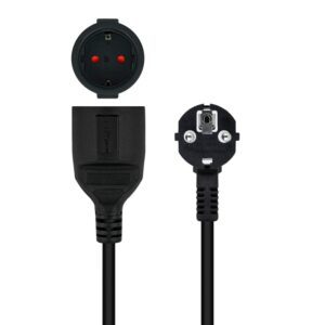 Nanocable Cable Alimentación. Alargador schuko negro 2 M,Cable Alimentación,Alargador schuko,8433281010581,10.22.0602-BK