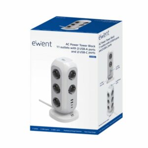 Ewent EW3861 Regleta 11 tomas 2 carga. usb y usb-c,Ewent EW3861,Regleta 11 tomas 2 carga,Regleta 11,EW3861,8052101430752