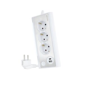 Nanocable Regleta 3 tomas schuko + 2USB luz Blanco