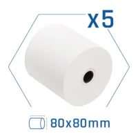 rollos de papel térmico 80x80 sin bpa fabrisa pack 5