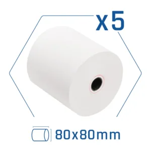 rollos de papel térmico 80x80 sin bpa fabrisa pack 5