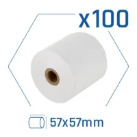 pack 100 rollos papel térmico sin bpa 57x57mm
