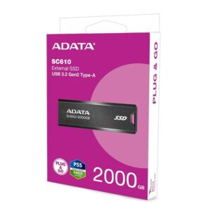 Disco Externo ADATA SC610 SSD 2TB USB 3.2 Gen2 Negro,SC610-2000G-CBK/RD,4711085945068,SC610