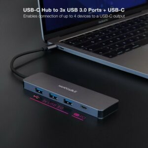 Hub USB Tipo-C Nanocable 10.16.4409 3xUSB 1xUSB Tipo-C Gris