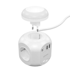 Regleta y Luz Nocturna Aisens ASPS-2A1CLPQ02-W 4 Tomas 1 USB Tipo-C PD 2 USB Blanco