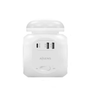 Regleta y Luz Nocturna Aisens ASPS-2A1CLPQ02-W 4 Tomas 1 USB Tipo-C PD 2 USB Blanco