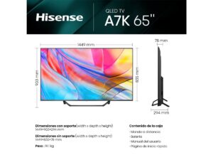 Hisense 65A7KQ TV 50″ QLED 4K STV 4xHDMi 2xUSB Wi