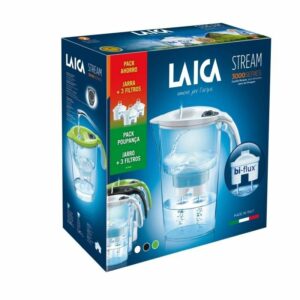 Pack Jarra Filtrante Laica Stream Line/ 2.3L/ Blanca/ Jarra + 3 Filtros BI-FLUX