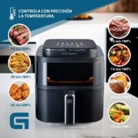 Freidora por Aire Sin Aceite Grunkel BLack Light Fryer 1400W Capacidad 6L