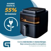 Freidora por Aire Sin Aceite Grunkel BLack Light Fryer 1400W Capacidad 6L