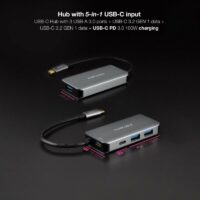 Hub USB 3.2 Gen1 Nanocable 10.16.1005/ 3xUSB/ 1xUSB Tipo-C/ 1xUSB Tipo-C PD