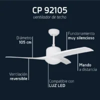 ventilador de techo orbegozo cp 92105 50w 3 aspas 105cm 3 velocidades