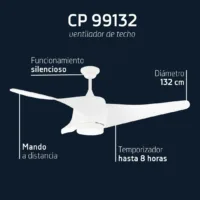 ventilador de techo orbegozo cp 99132/ 70w/ 3 aspas 132cm/ 3 velocidades