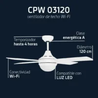 ventilador de techo orbegozo cpw03120 60w 4 aspas 120cm 3 velocidades