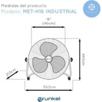 Ventilador de Suelo Industrial Grunkel MET-H16INDUSTRIAL 90W 3 Aspas 40cm 3 Velocidades,Grunkel MET-H16INDUSTRIAL,MET-H16INDUSTRIAL,8426156015149