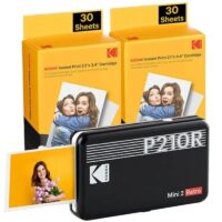 Impresora Portátil Fotográfica Kodak Mini 2 Retro Tamaño Foto 53.3x86.3mm Incluye 2x Papel Fotográfico Negra