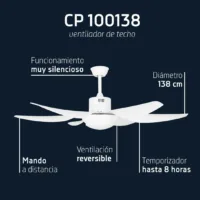 ventilador de techo orbegozo cp 100138 50w 6 aspas 138cm 5 velocidades