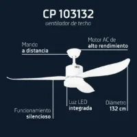 ventilador de techo orbegozo cp 103132 60w 3 aspas 132cm 3 velocidades