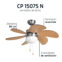 ventilador de techo orbegozo cp 15075 n 50w 6 aspas 80cm 3 velocidades