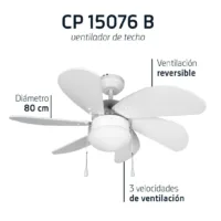 ventilador de techo orbegozo cp 15076 b/ 50w/ 6 aspas 80cm/ 3 velocidades