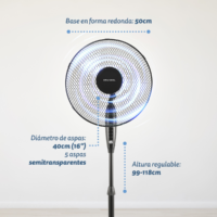 ventilador de pie grunkel fan 165x ng 50w 5 aspas 40cm 3 velocidades