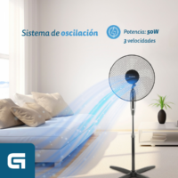 ventilador de pie grunkel fan 165x ng 50w 5 aspas 40cm 3 velocidades