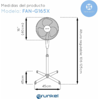 ventilador de pie grunkel fan b16ecotimer 60w 5 aspas 40cm 3 velocidades