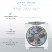 ventilador de suelo grunkel box fan 45w 5 aspas 30cm 3 velocidades