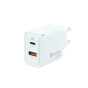 coolbox cargador gan 30w usb c/usb a pared