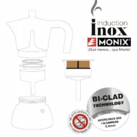 Cafetera Italiana Monix Induction Inox M863103 3 Tazas Roja,8435092433825,Monix Induction Inox M863103,Inox M863103,M863103