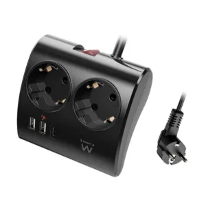EWENT EW3871 Regleta 2  Shucko 2 Usb-A 1 Usb-C Neg