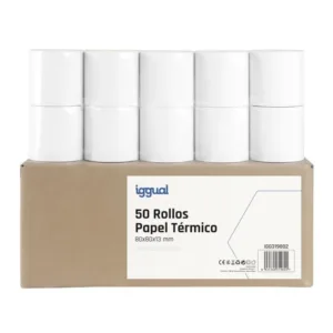 iggual Caja 50 rollos papel térmico 80x80x13 mm