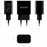 aisens cargador 20w usb c pd3.0 1xusb c negro