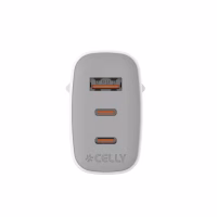 Celly Cargador Gan 1Usb 2Usb-C 65w WH - Imagen 3
