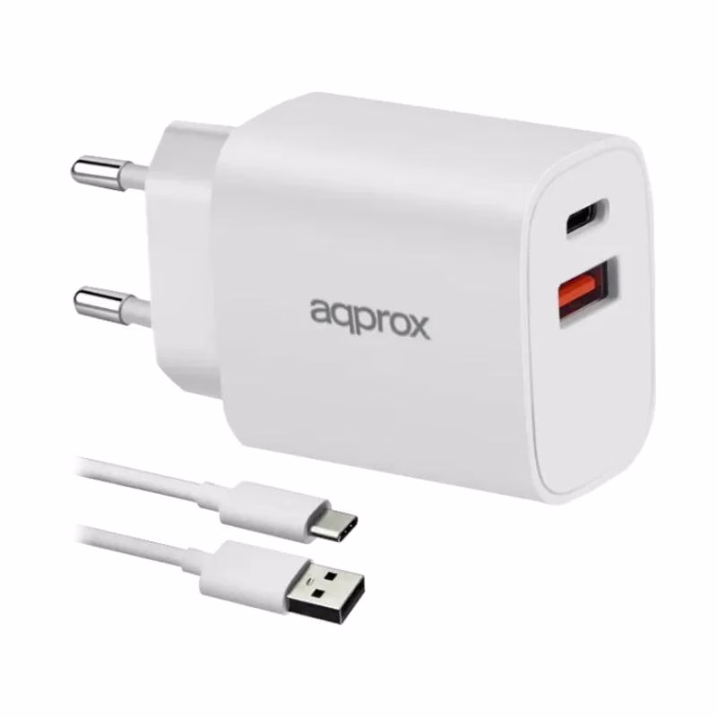 APPROX CARGADOR 20W QC 1 X USB A+ 1 X USB C+CABLE