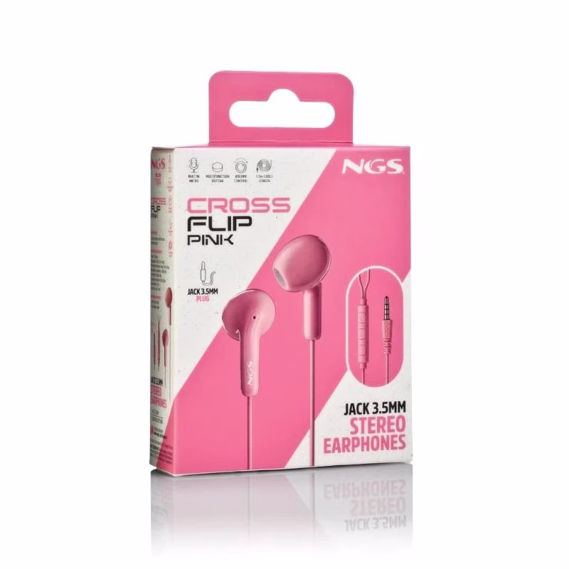 NGS Auricular CROSSFLIPPINK Rosa Estéreo Cable JACK 3.5 Mm - Imagen 4