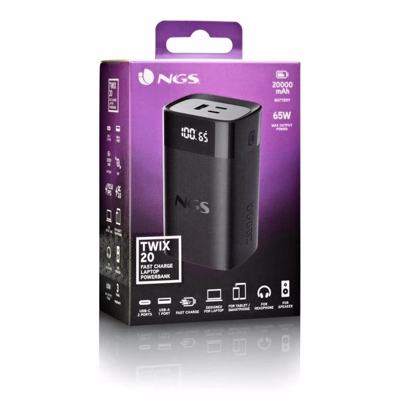 NGS TWIX20 BATERIA EXTERNA PORTATIL CARGA RAPIDA 65W - Imagen 4